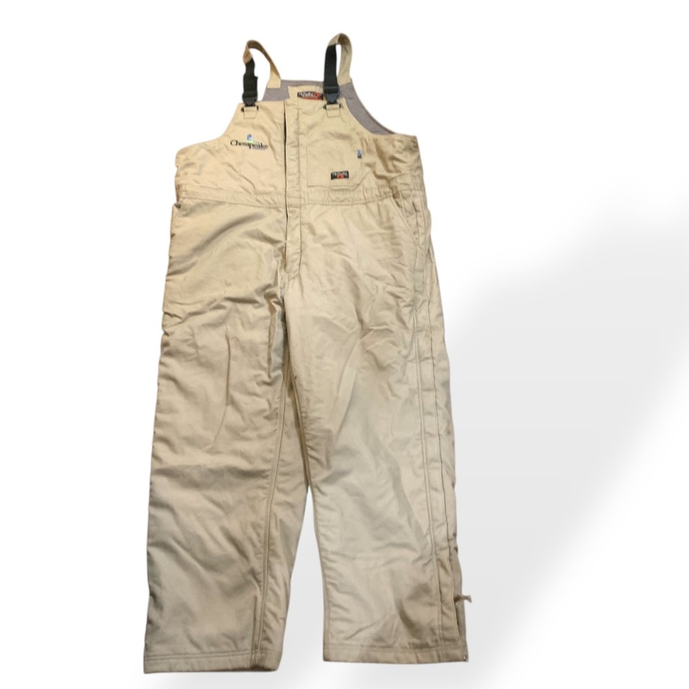 Walls Lined Bib Tan Overalls Insulated Chesapeake Energy Logo Sz XXL TALL‎